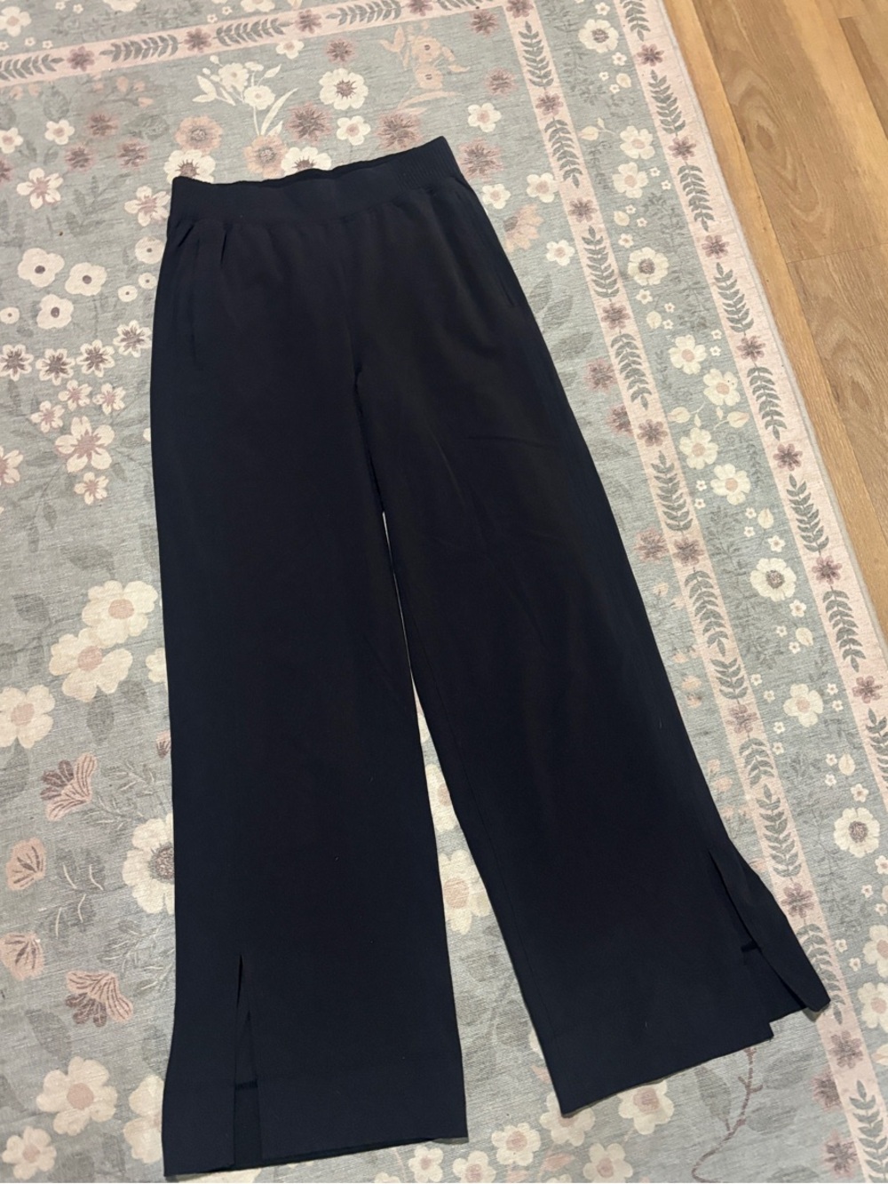 lululemon Black Wide-Leg Pull-On Pants with Front Slits